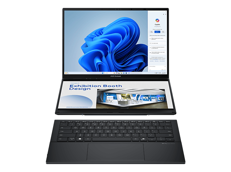 ASUS Zenbook Duo OLED UX8406CA-QL294W, Notebook, mit 14 Display Touchscreen, Intel® Core™ Ultra 7 Prozessor 255H (24 MB Cache, bis zu 5.10 GHz), 32 GB RAM, 1 TB SSD, Arc™ Onboard Graphics, Inkwell Gray, Windows 11 Home