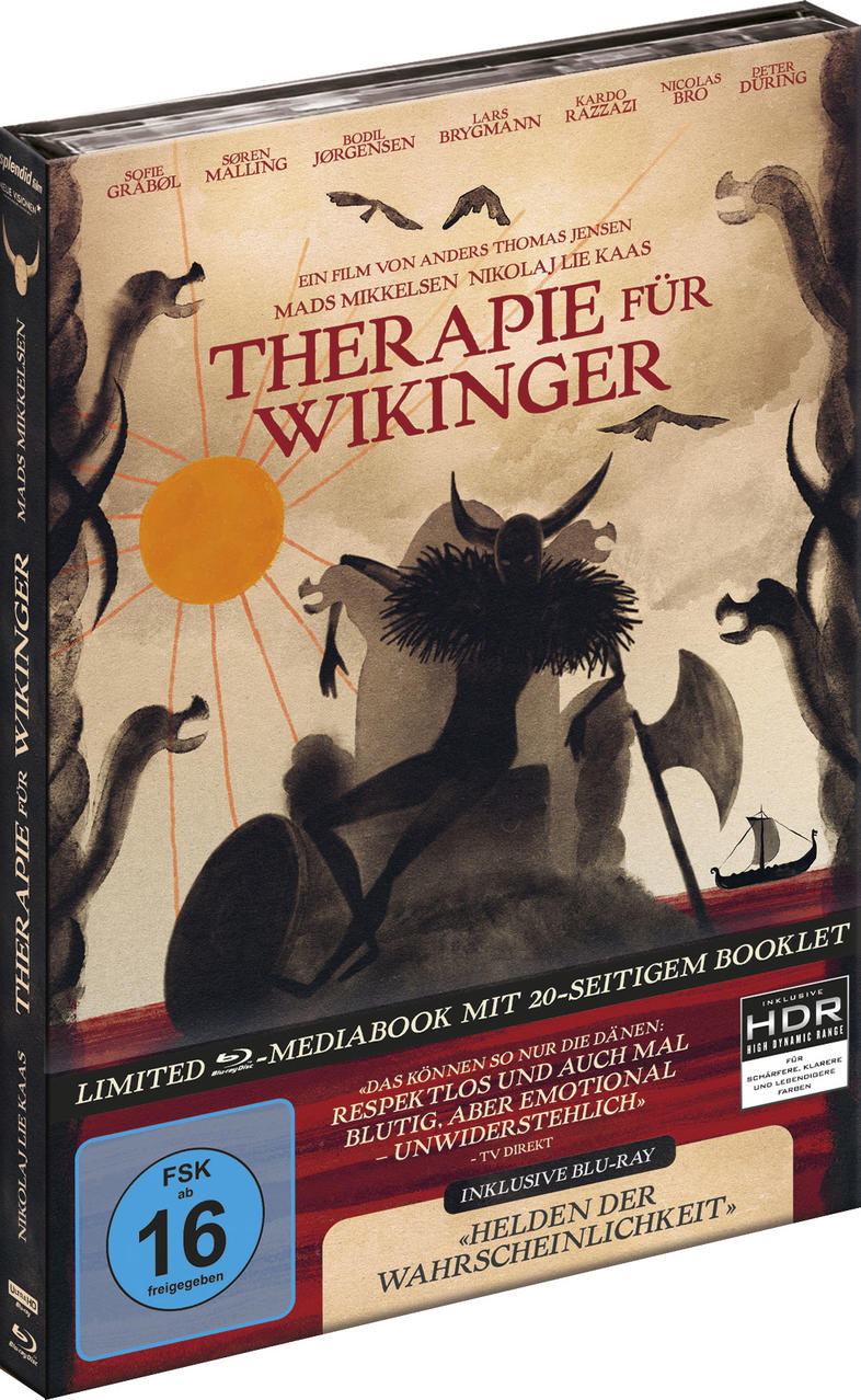 Blu-ray Cover: Wikinger-Motiv mit Sonne, Drachen und einer Figur mit Hörnern.