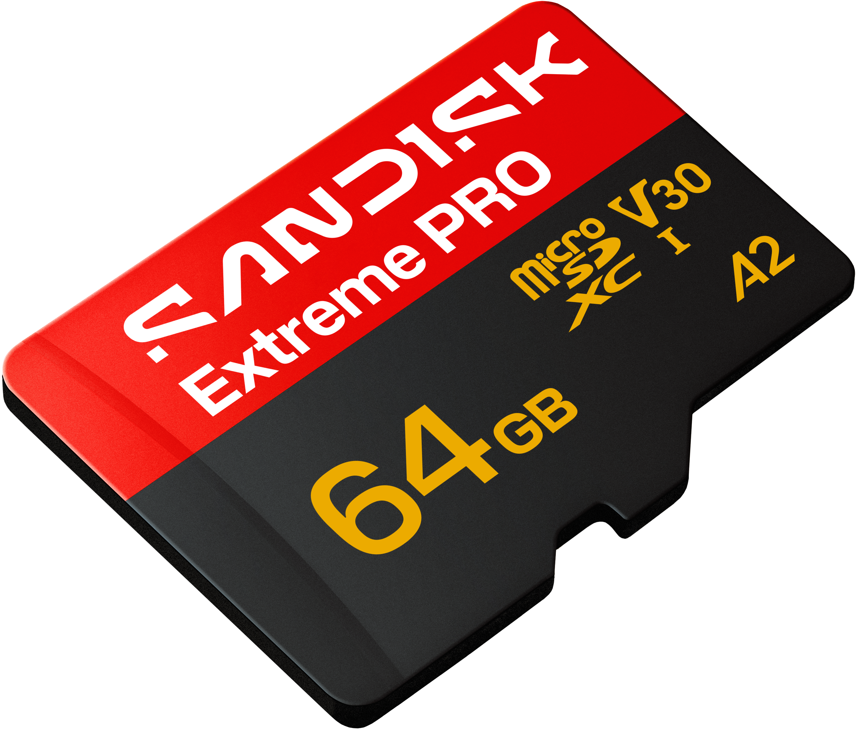 Sandisk Extreme Pro 64GB MicroSDXC Karte mit V30 und A2 Klassifizierung.