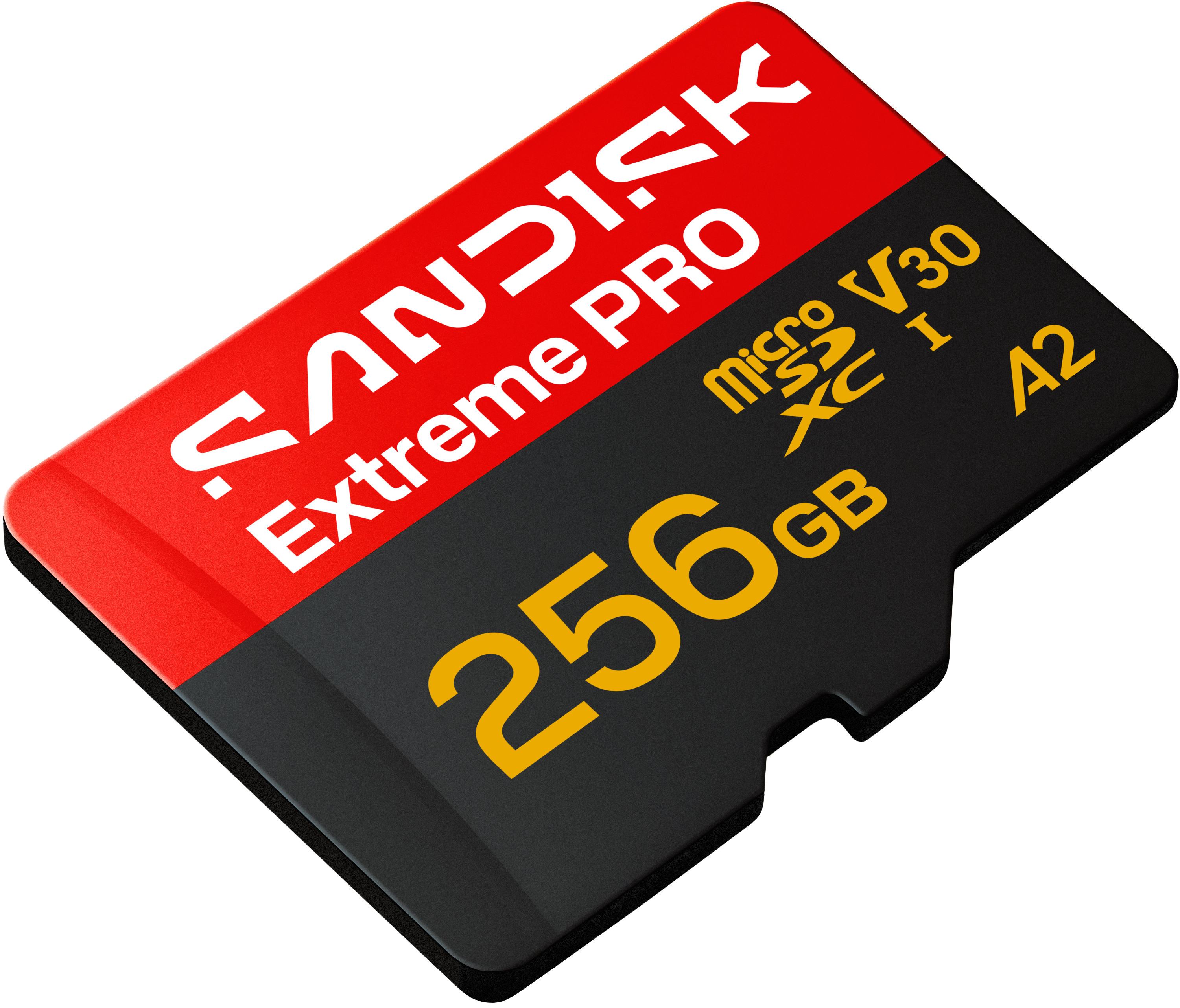 Sandisk Extreme PRO 256GB Micro SD Karte mit V30 und A2 Kennzeichnung.