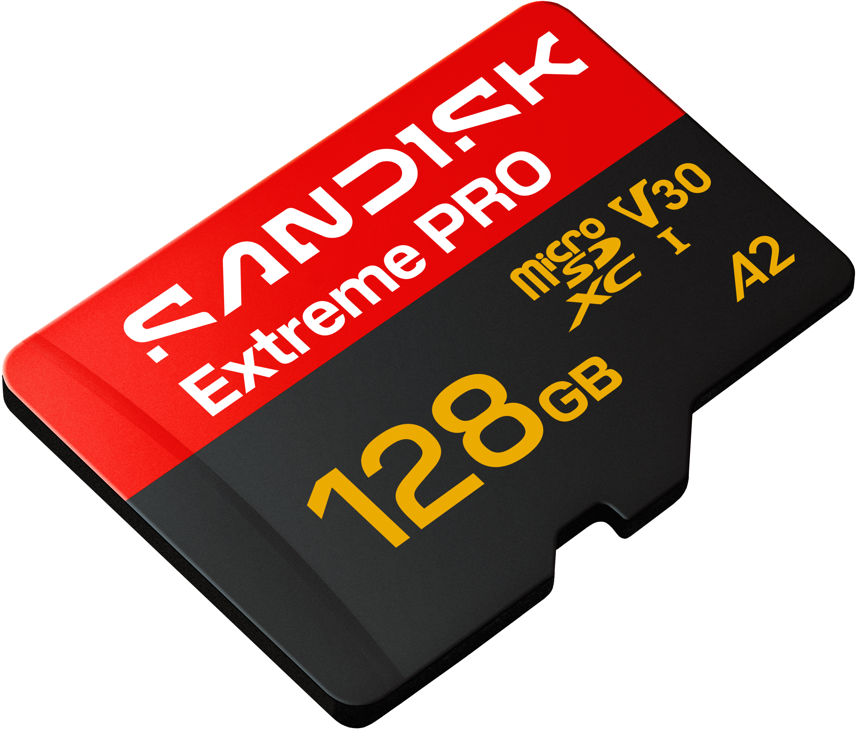 SanDisk Extreme PRO 128GB MicroSDXC Karte mit V30 A2 Klassifizierung.