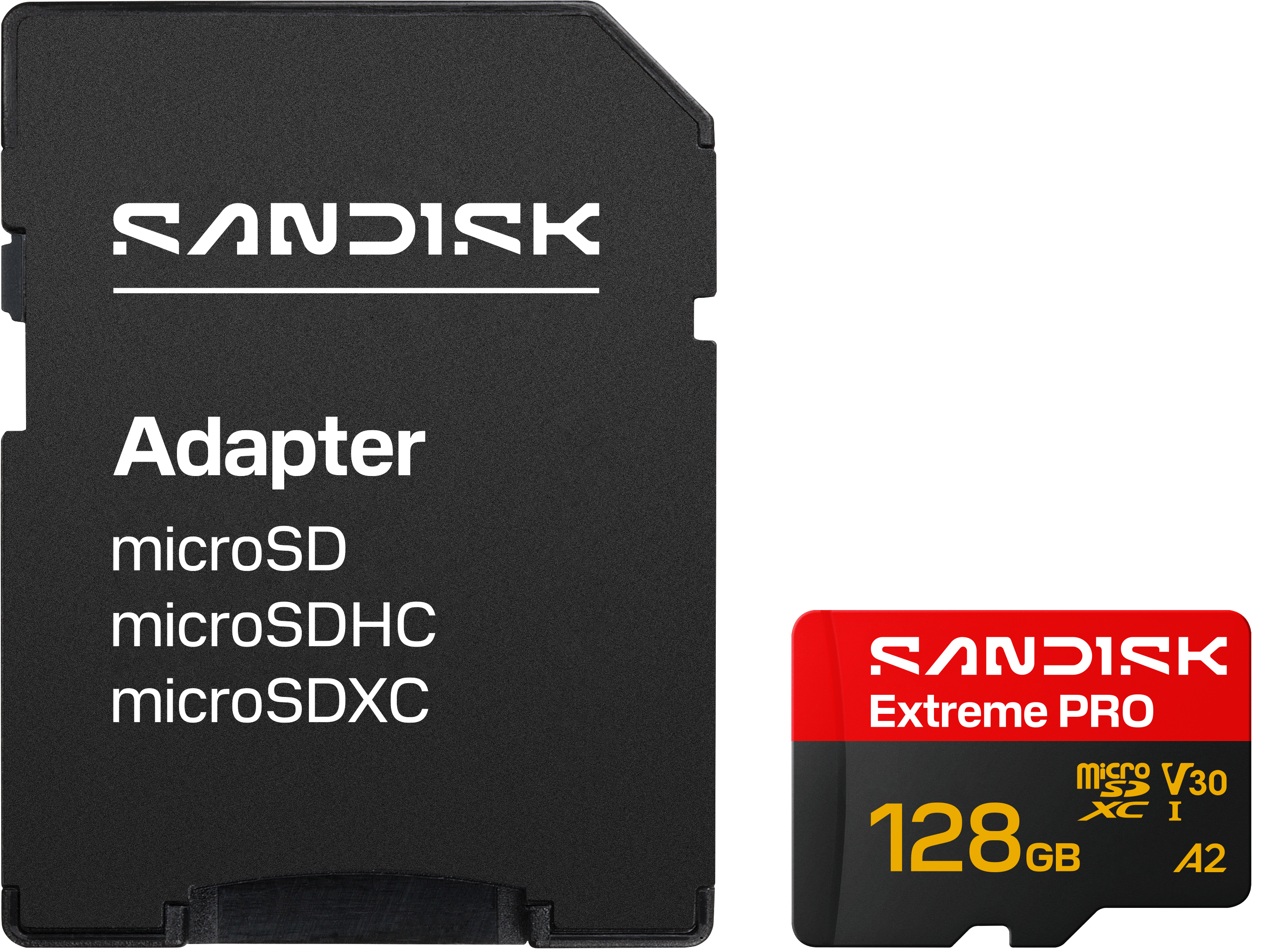 Sandisk Adapter und 128GB MicroSDXC Extreme PRO Speicherkarte.