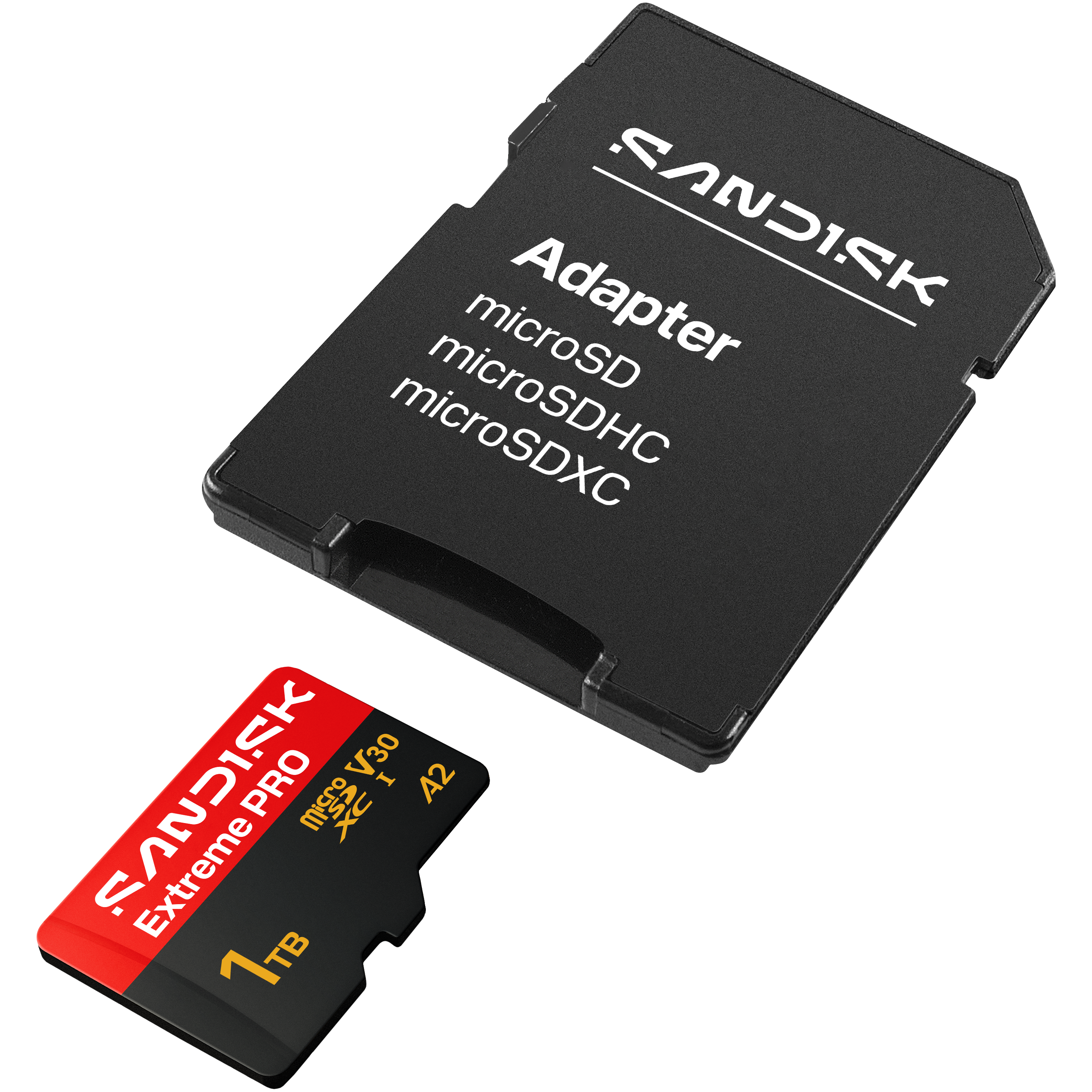 Sandisk 1TB MicroSDXC Karte mit Adapter. Schwarz und rot.