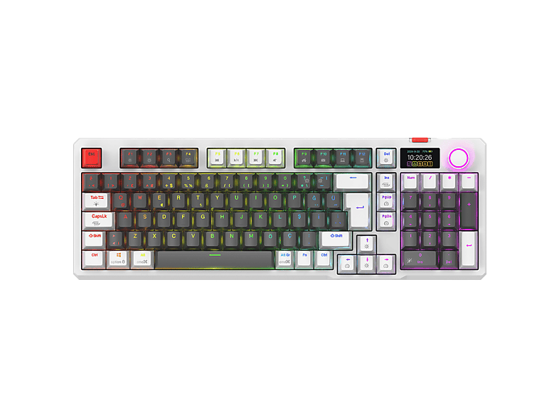 RAMPAGE Loyal USB Hot Swap RGB Red Switch Mekanik Kablolu Gaming Oyuncu Klavye Gri/Beyaz