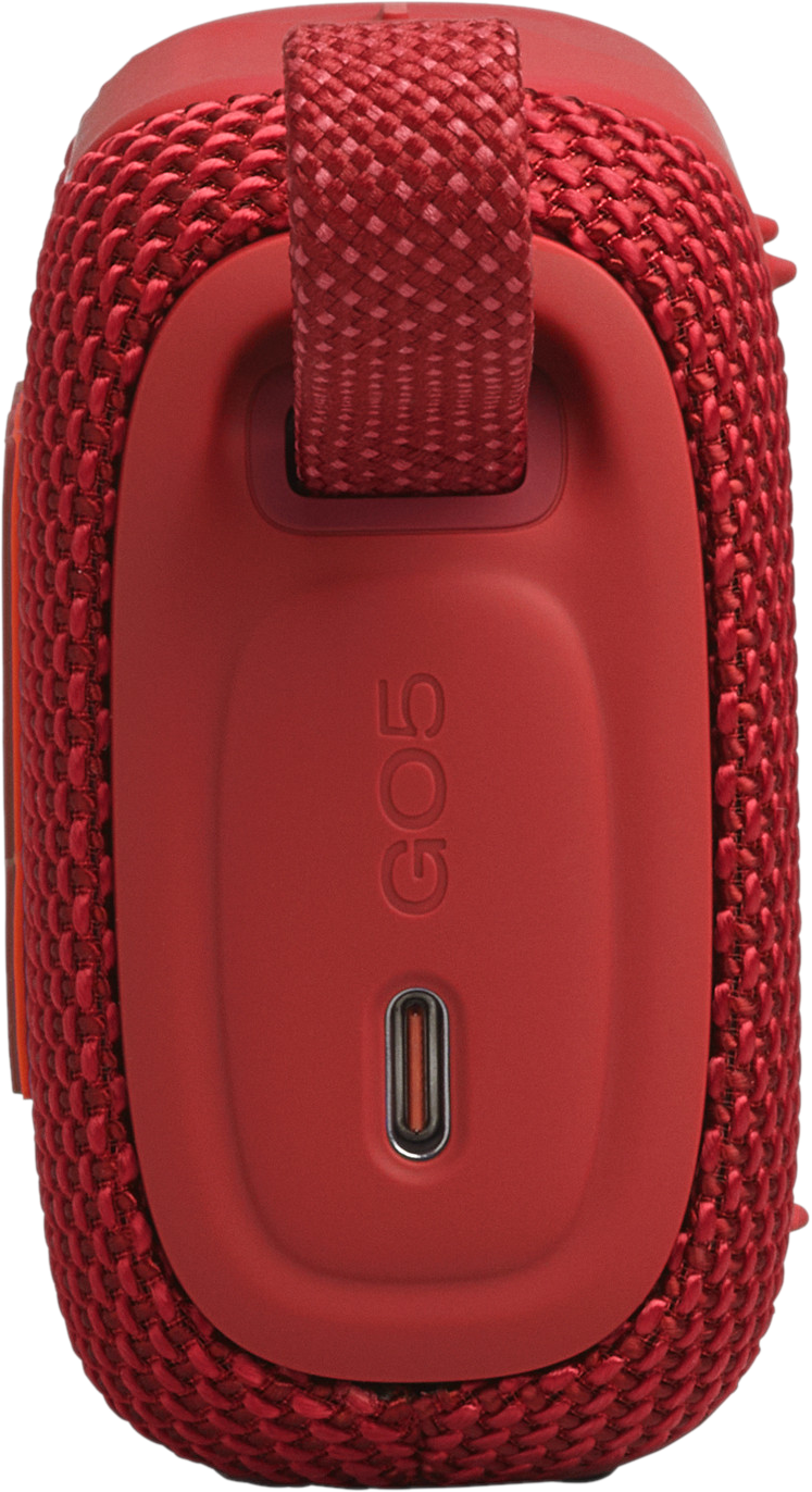 Altoparlante rosso con scritta "GO5" e porta USB-C.