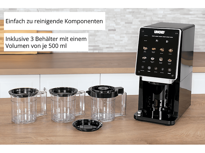 Unold 48805 Cream Dream Eismaschine mit 3-Becher (800 Watt, 0,5 l, Schwarz) — Foto 5 von 5