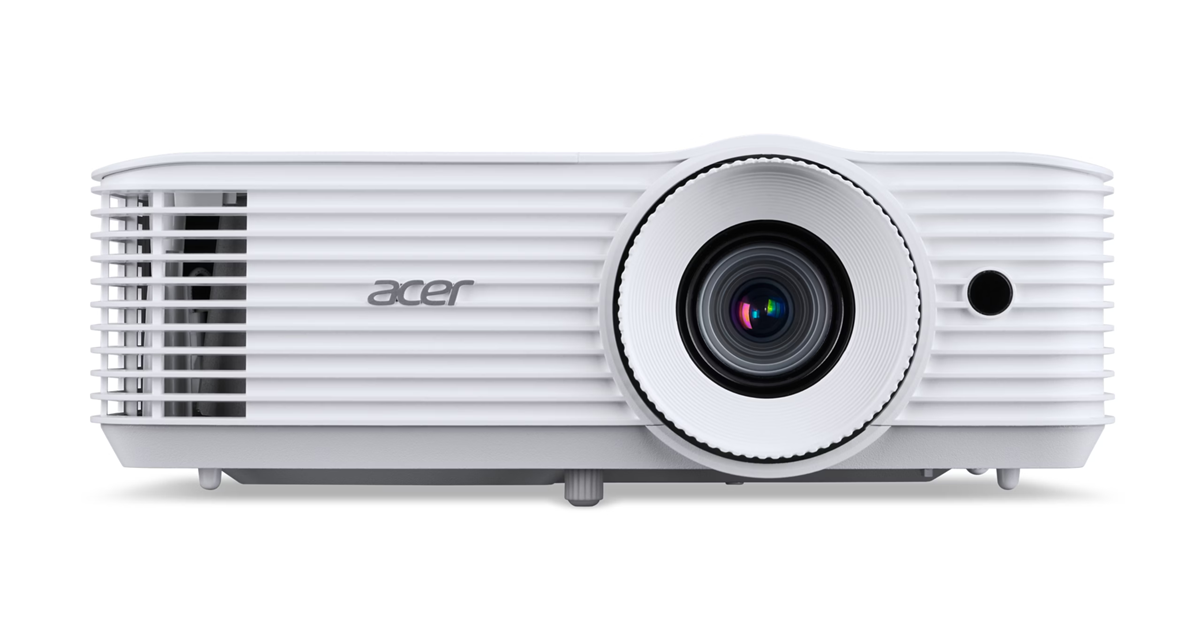 Fehér Acer projektor lencsével és szellőzőnyílásokkal.