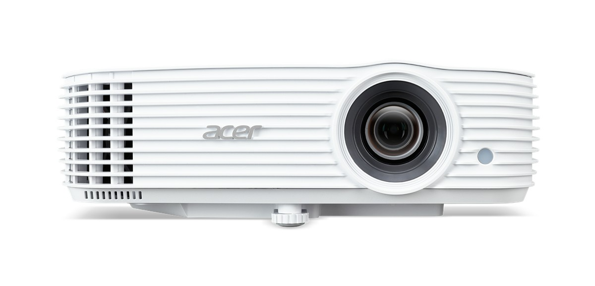 Fehér Acer projektor szellőzőkkel és lencsével.
