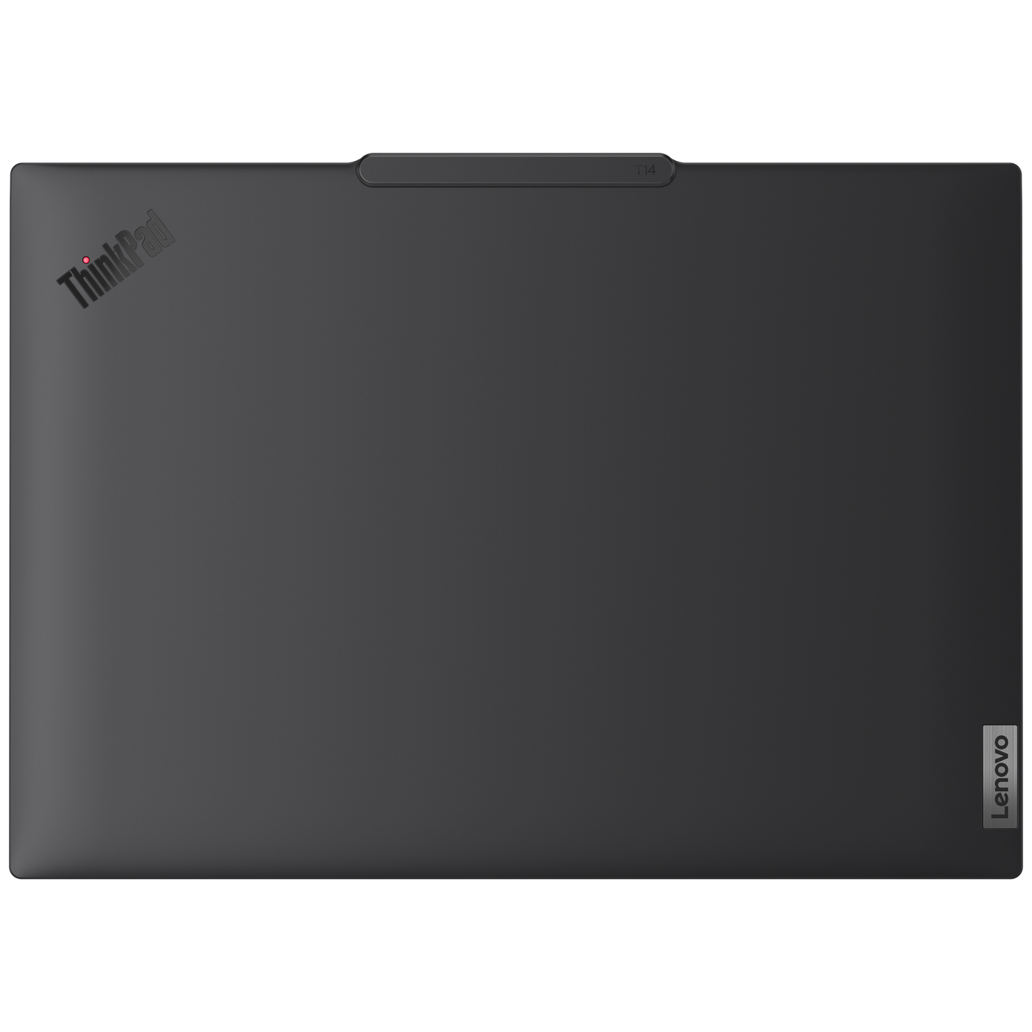 Closed black laptop with ThinkPad and Lenovo logos.