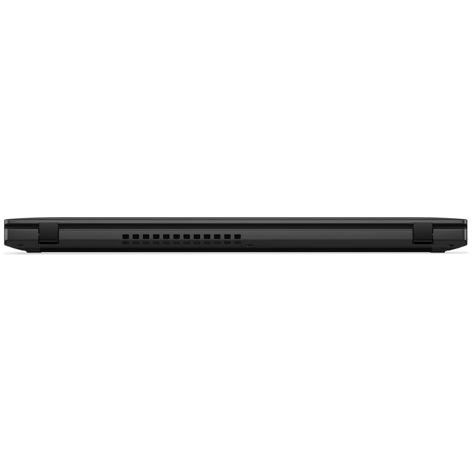 Closed black laptop showing ventilation slots and side ports.