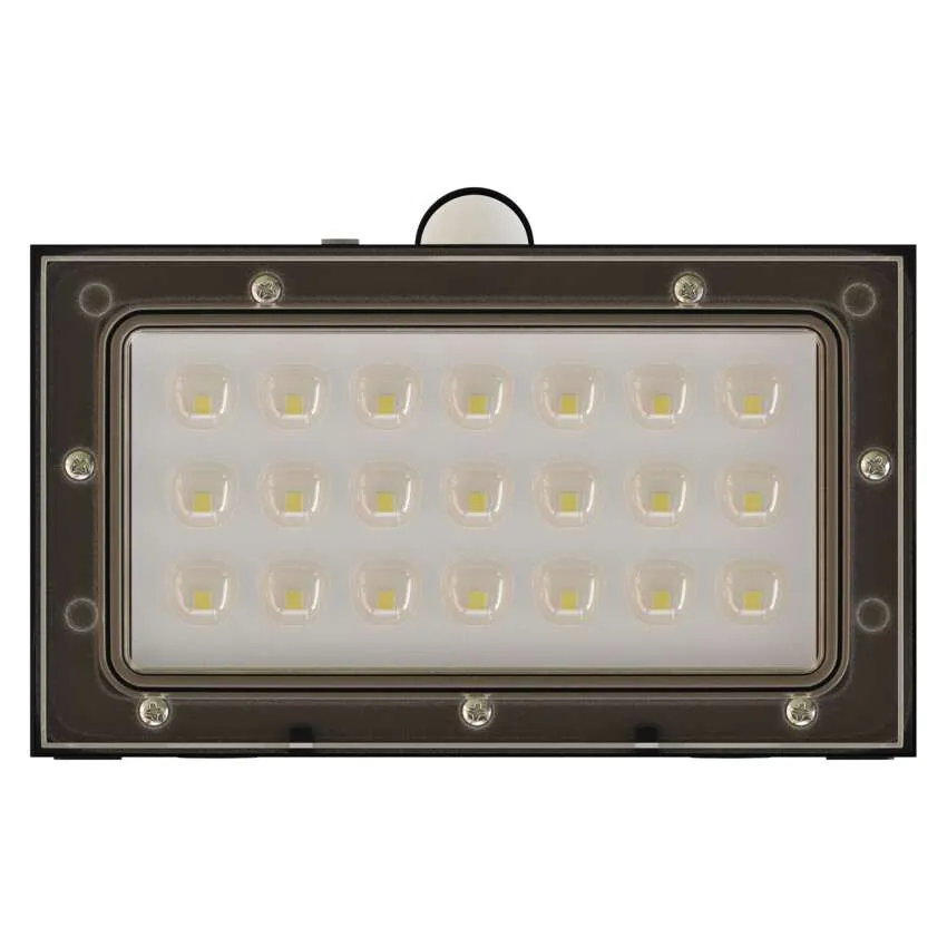 Téglalap alakú, 20 lámpás LED-es reflektor sötét háttérrel.