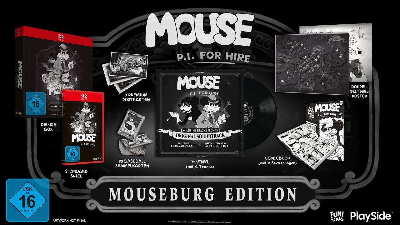 Die Mouseburg Edition von Mouse P.I. For Hire zeigt Spiele, Vinyl, Comic & mehr.