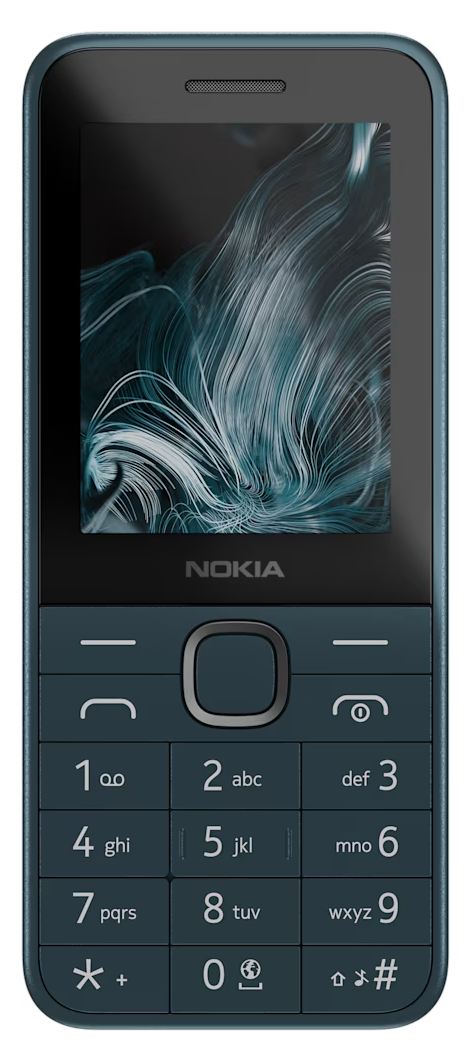 Ciemnozielony telefon komórkowy Nokia z abstrakcyjną tapetą.