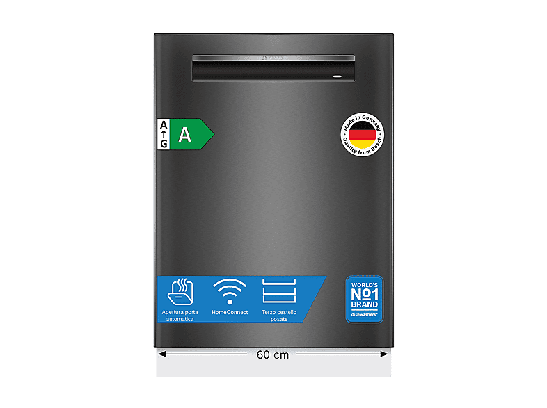 LAVASTOVIGLIE INCASSO Incasso sottopiano BOSCH SMP4ECC72S, Programmi 6, Dimensioni: L 59,8 cm, A 81,5 P 57,3 Rumorosità 42 dB(A), Consumo di acqua 9 l, Acciaio Nero, Classe