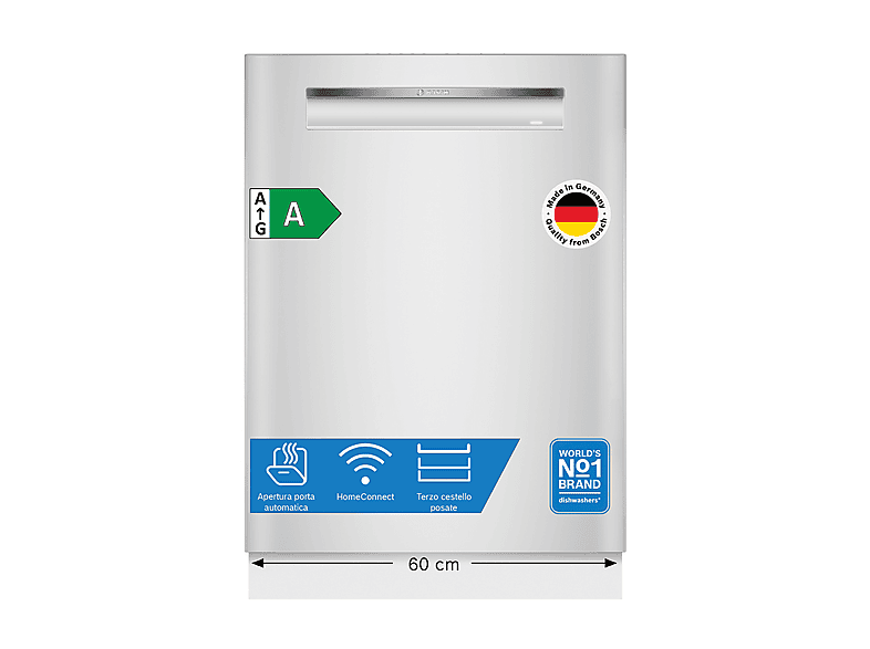 LAVASTOVIGLIE INCASSO Incasso sottopiano BOSCH SMP4ECW72S, Programmi 6, Dimensioni: L 59,8 cm, A 81,5 P 57,3 Rumorosità 42 dB(A), Consumo di acqua 9 l, Bianco, Classe