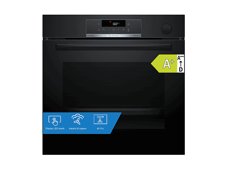 BOSCH HRG532BB3 FORNO INCASSO Capacità 71 l, dimensoni: L 59,4 cm - A 59,5 P 54,8 cm, Nero, classe A+