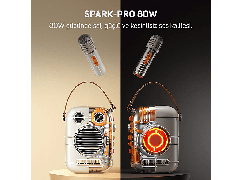 DIVOOM Spark Pro Çift Mikrofonlu 80 W Bluetooth Karaoke Hoparlör