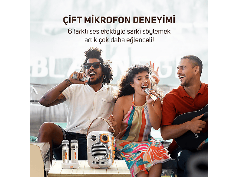 DIVOOM Spark Pro Çift Mikrofonlu 80 W Bluetooth Karaoke Hoparlör