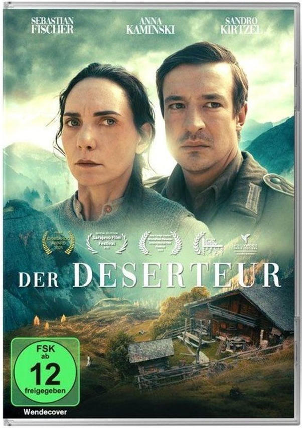Filmplakat mit zwei Personen, Berglandschaft und Holzhäusern.