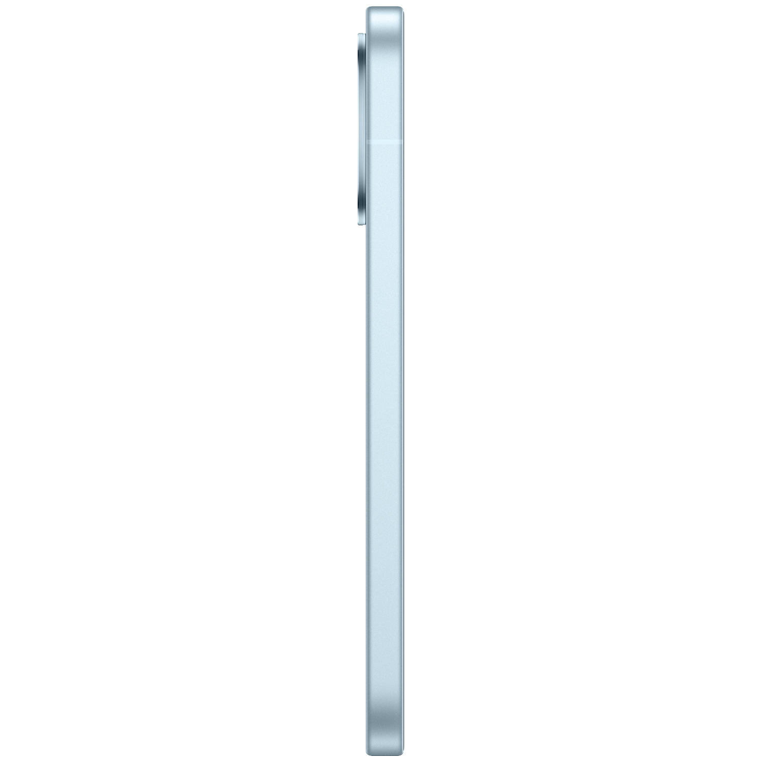 A light blue smartphone shown in profile on a white background.