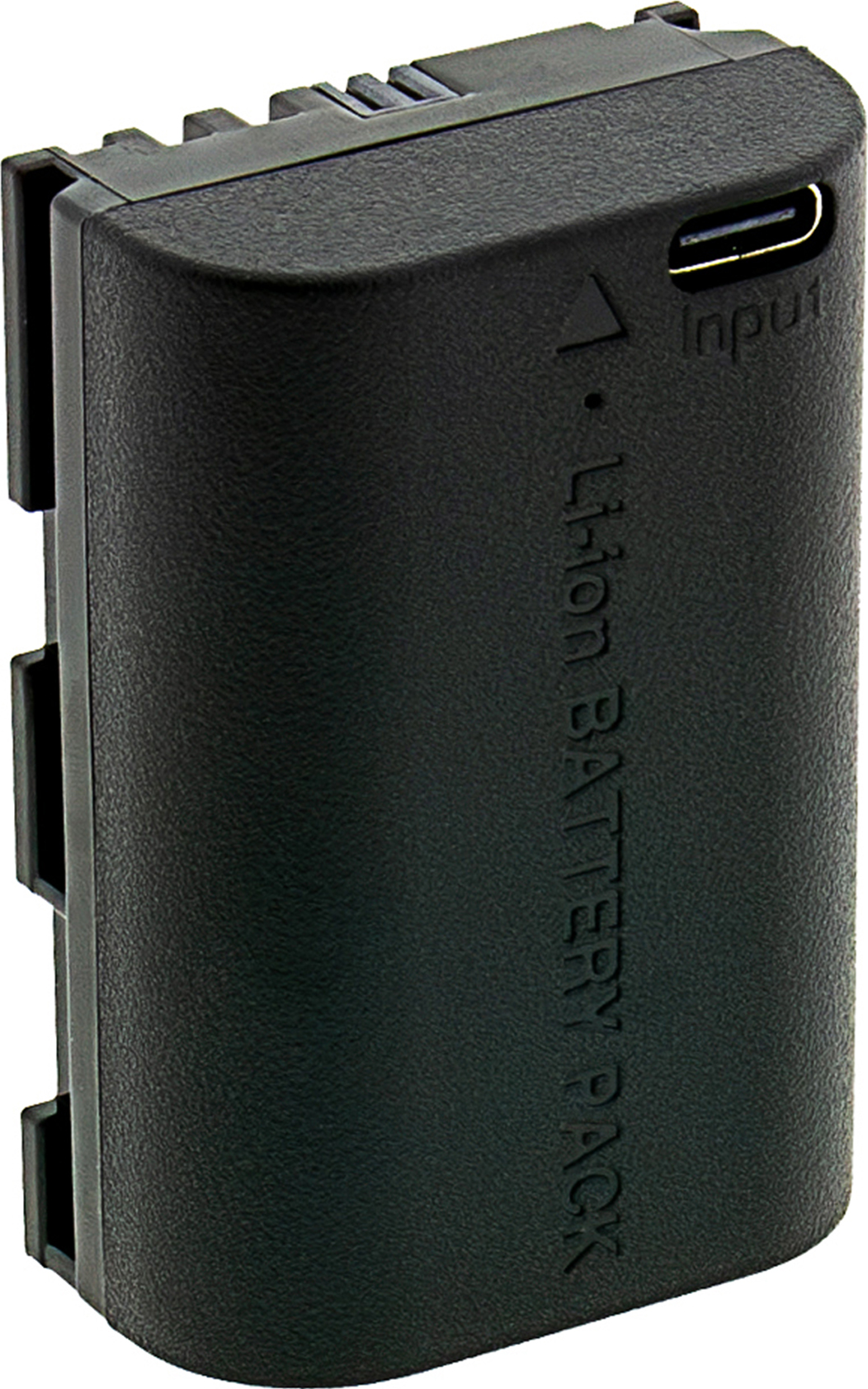 Schwarzer Akku mit USB-C-Anschluss und Aufschrift