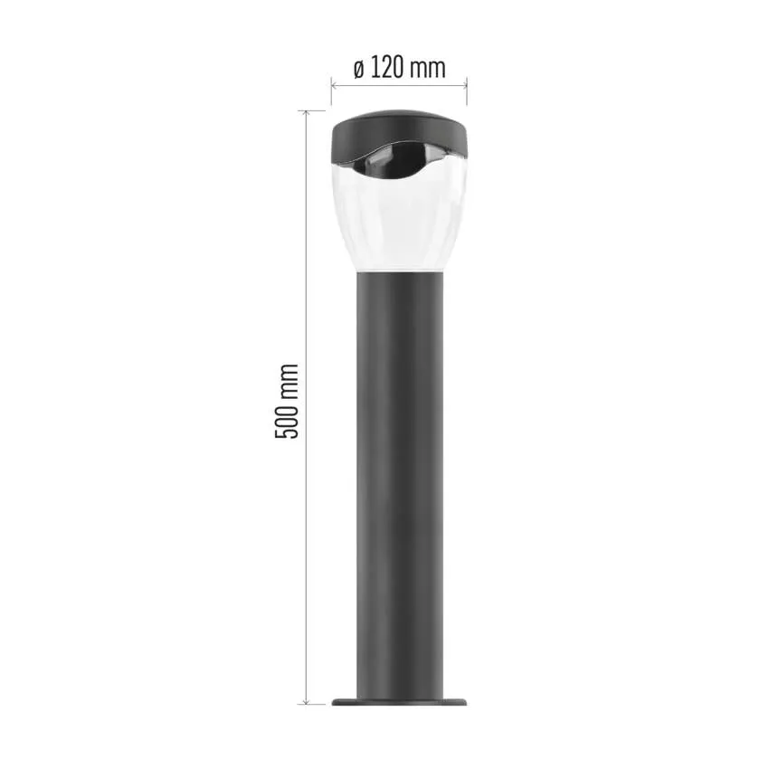 Sötét oszloplámpa, 500mm magas, 120mm átmérőjű.
