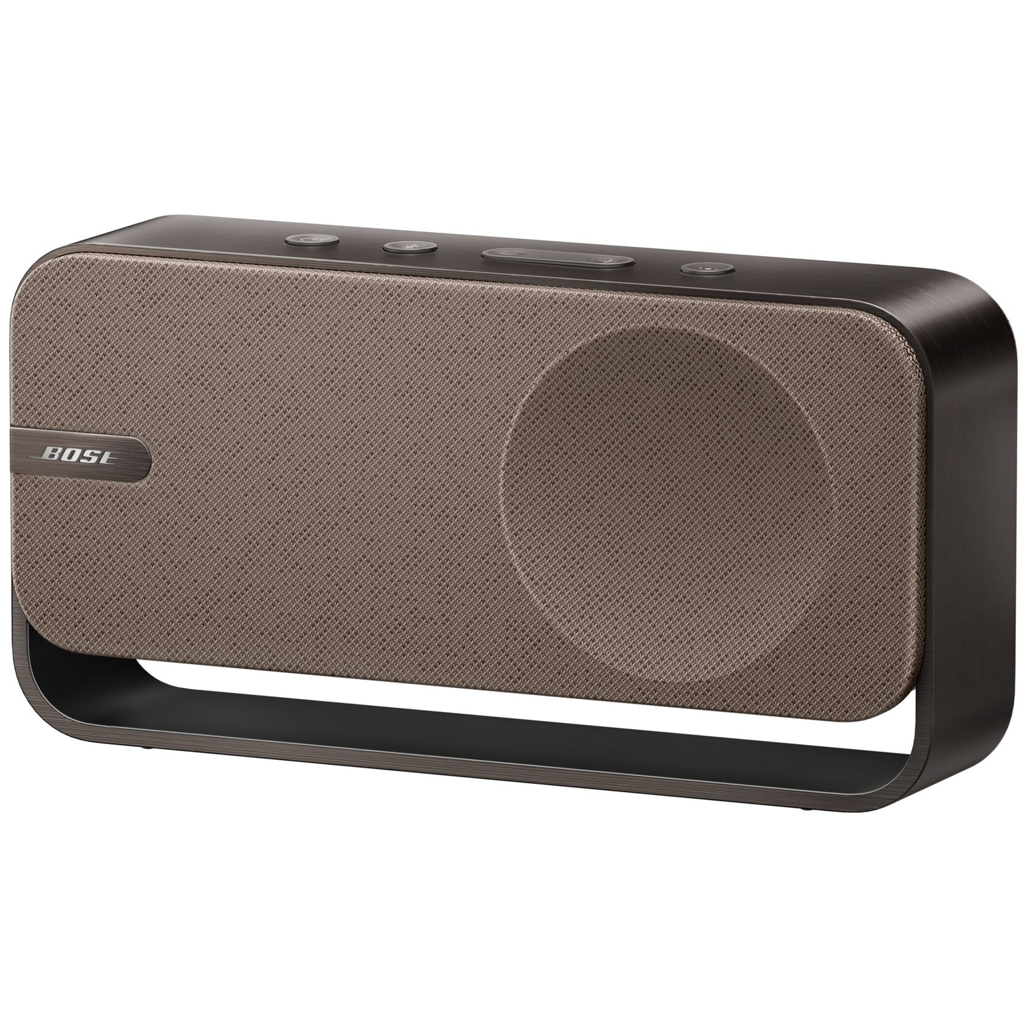 A brown Bose speaker with a silver logo on a black base.