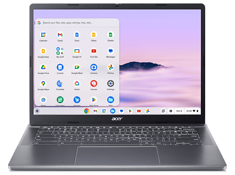 Portátil - Acer Chromebook Plus 514 CB514-3HR5JQ, 14" WUXGA, Ryzen™ 5 7520C, 8GB RAM, 256 GB SSD, Radeon™ Onboard Graphics, ChromeOS, Sin cargador