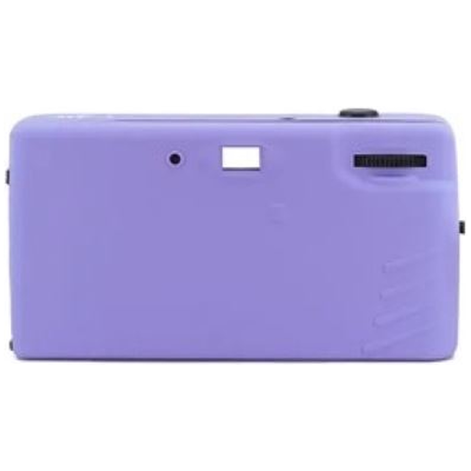 Une caméra violette avec un viseur et une molette.