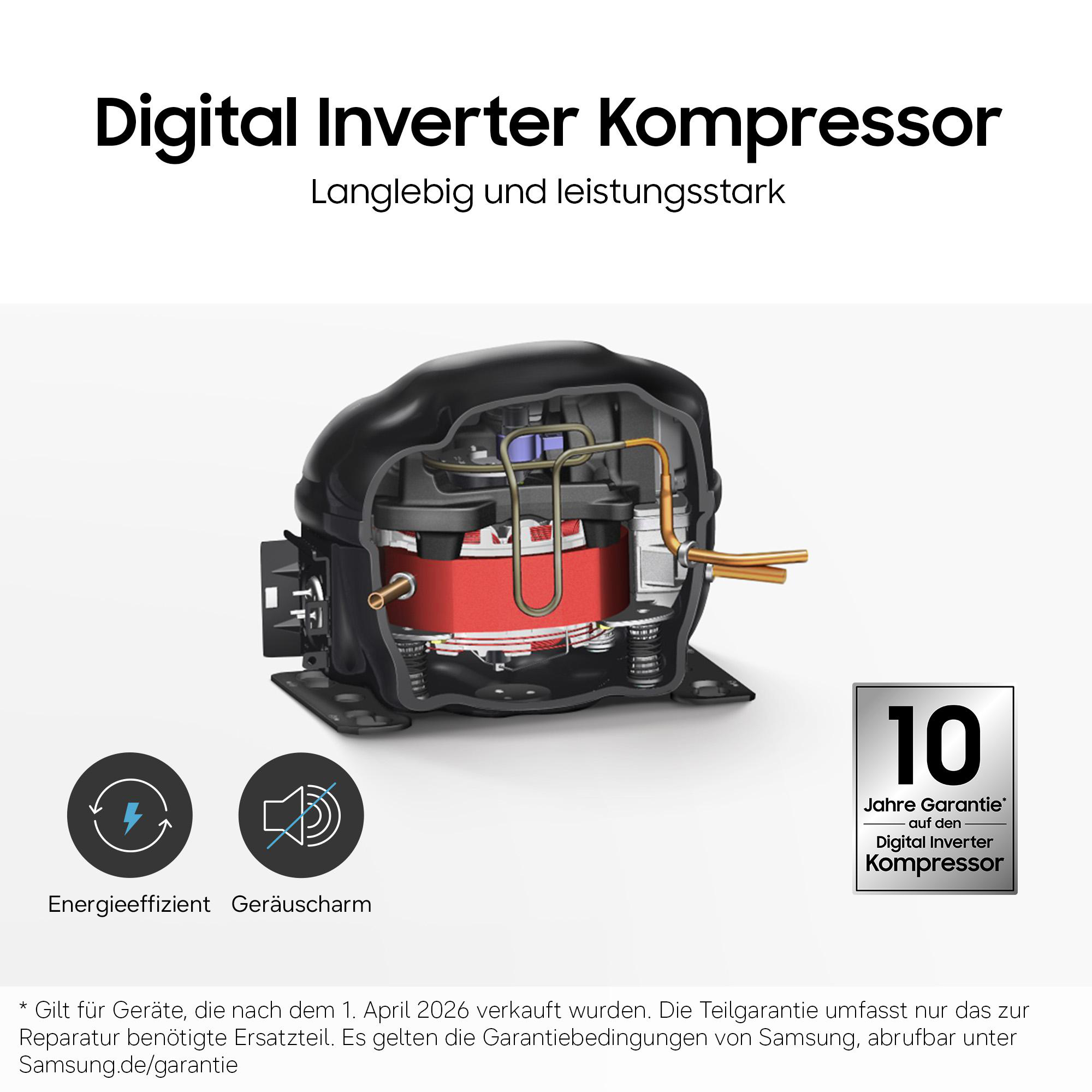 Digitaler Inverter Kompressor mit 10 Jahren Garantie, energieeffizient und leise.