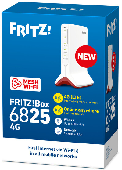 FRITZ!Box 6825 4G avec Mesh Wi-Fi, neuf, pour internet rapide.