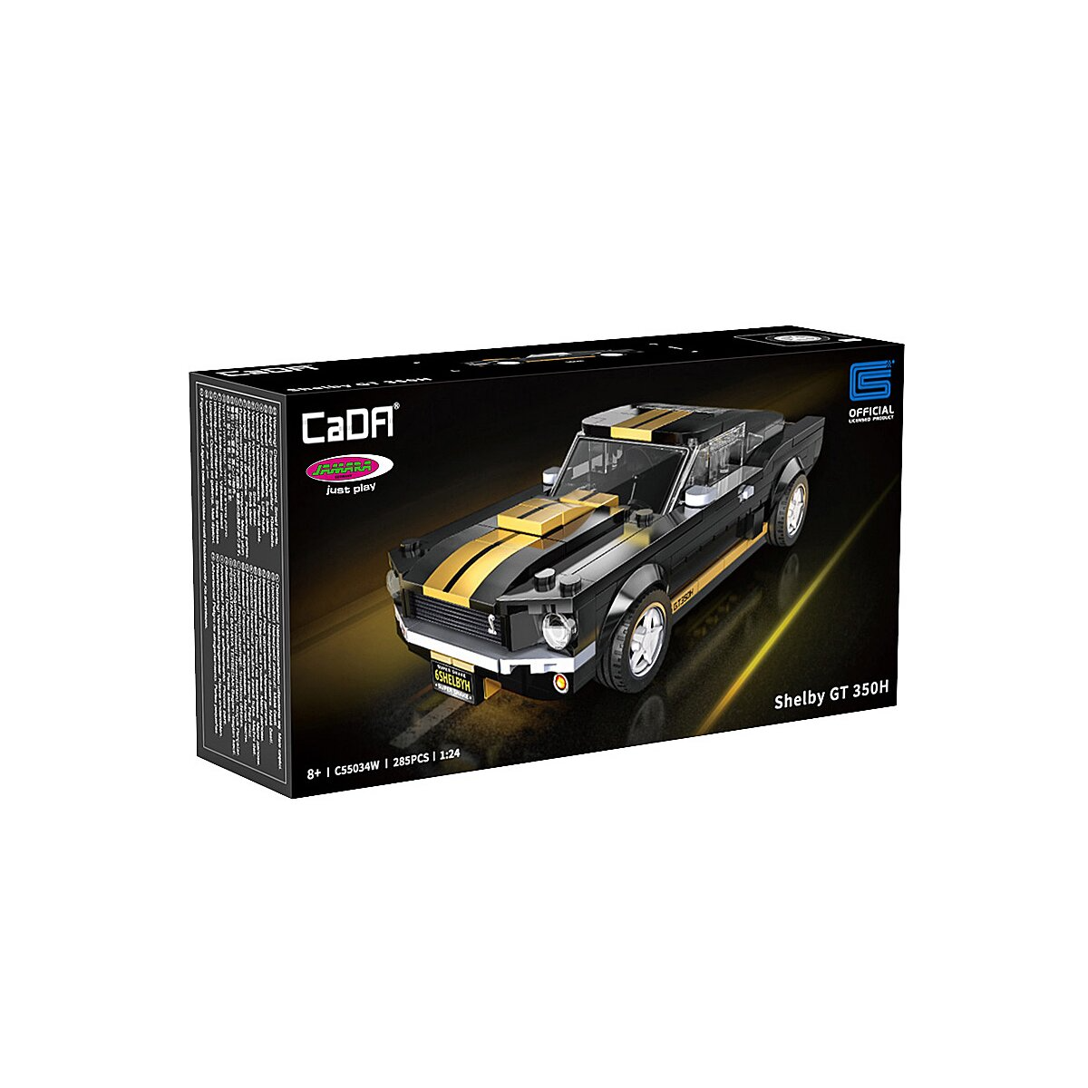 Fekete és arany Lego Shelby GT 350H modellautó készlet dobozborítója.
