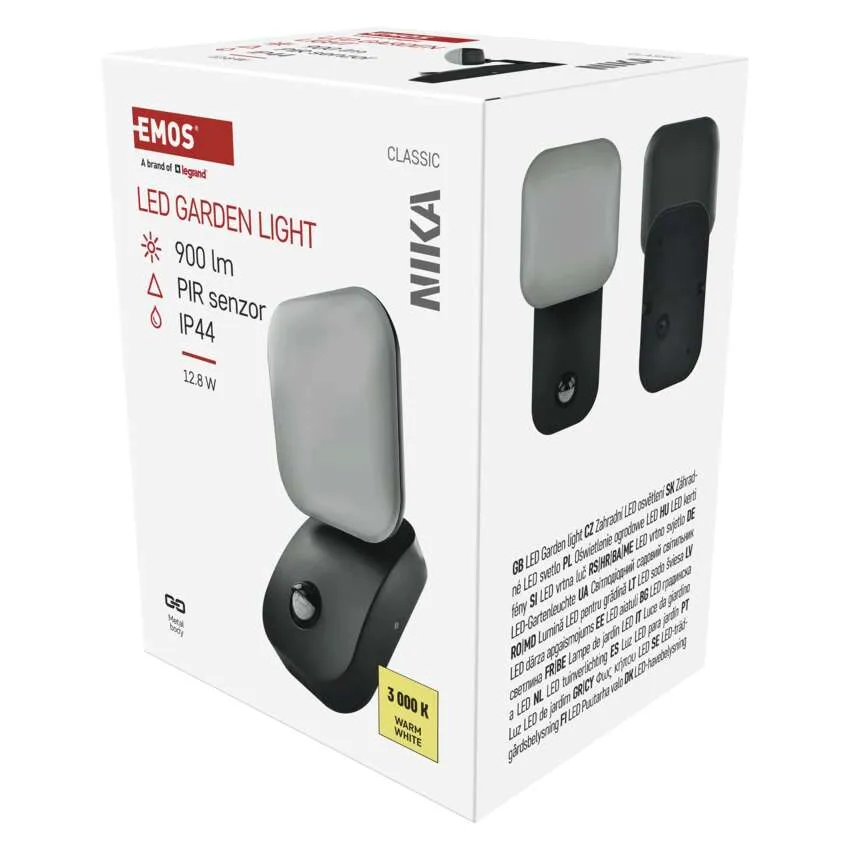 LED kerti lámpa csomagolása PIR-érzékelővel, 900 lm, 12,8 W.