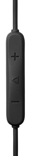 Czarna skrzynka sterująca w linii z symbolami plus, odtwarzania/pauzy i minus.