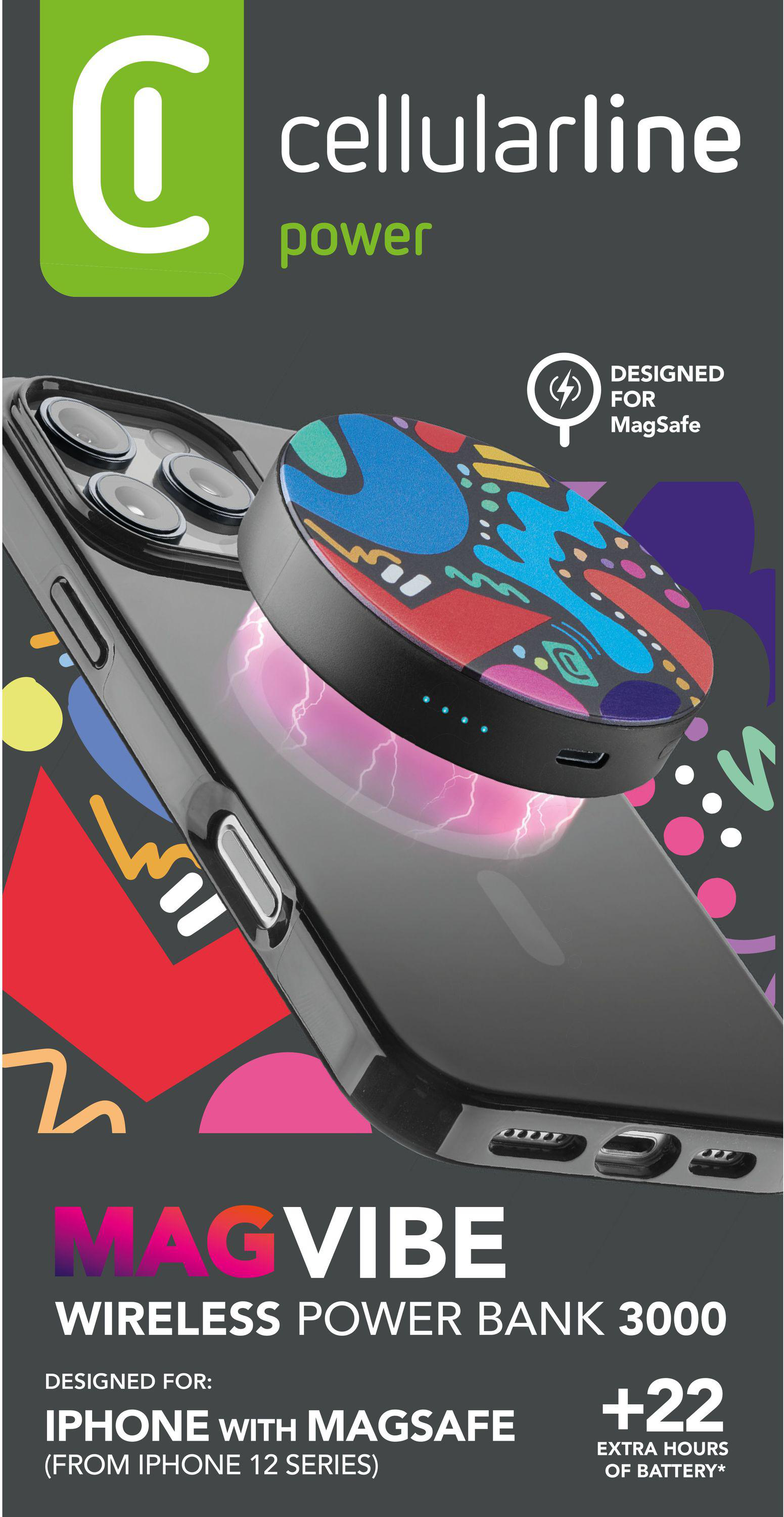 Cellularline MagVibe Power Bank. iPhone mit MagSafe. +22 Stunden Akkulaufzeit.