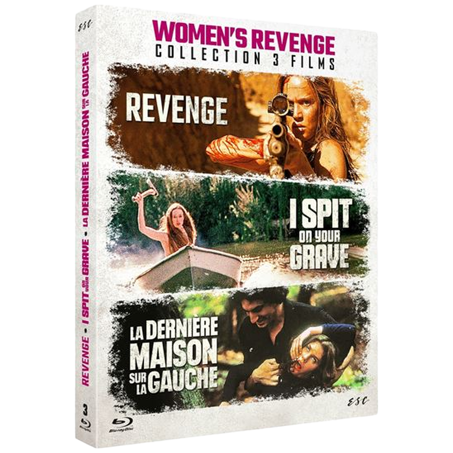 Couverture Blu-ray Women's Revenge Collection 3 Films. Trois affiches de film.