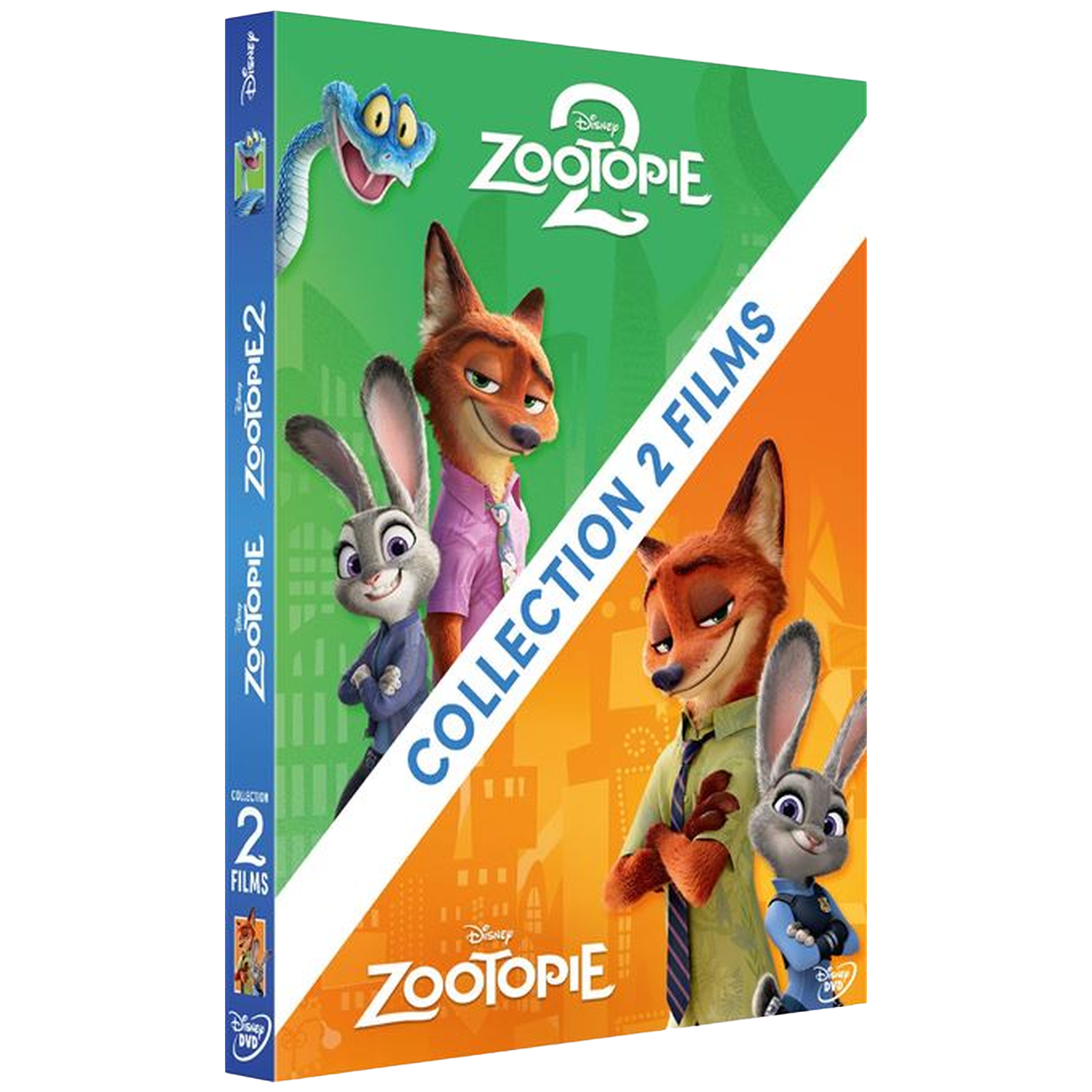 Dvd-hoes met Zootopia 2-personages. Een vos en een konijn.