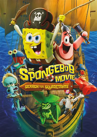 Bob l'éponge et Patrick en pirates sur un bateau avec d'autres personnages.