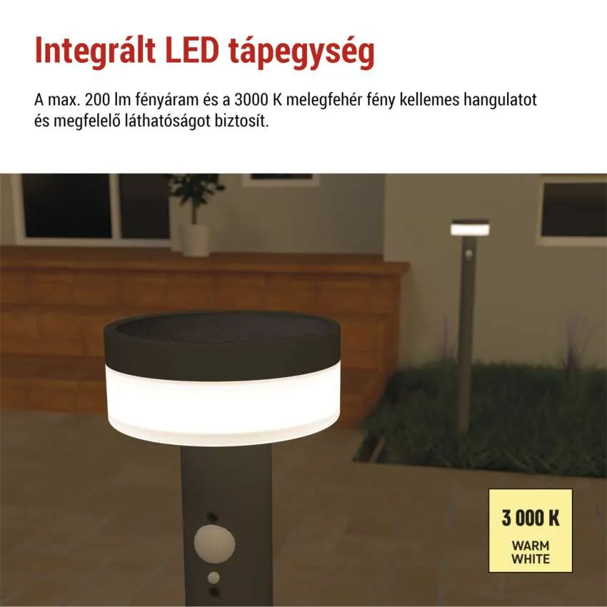 Modern fekete LED kerti lámpa meleg fehér fénnyel (3000K).
