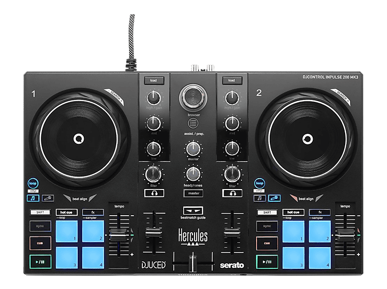 HERCULES DJControl Inpulse 200 MK3 2-Deck-Controller, Schwarz