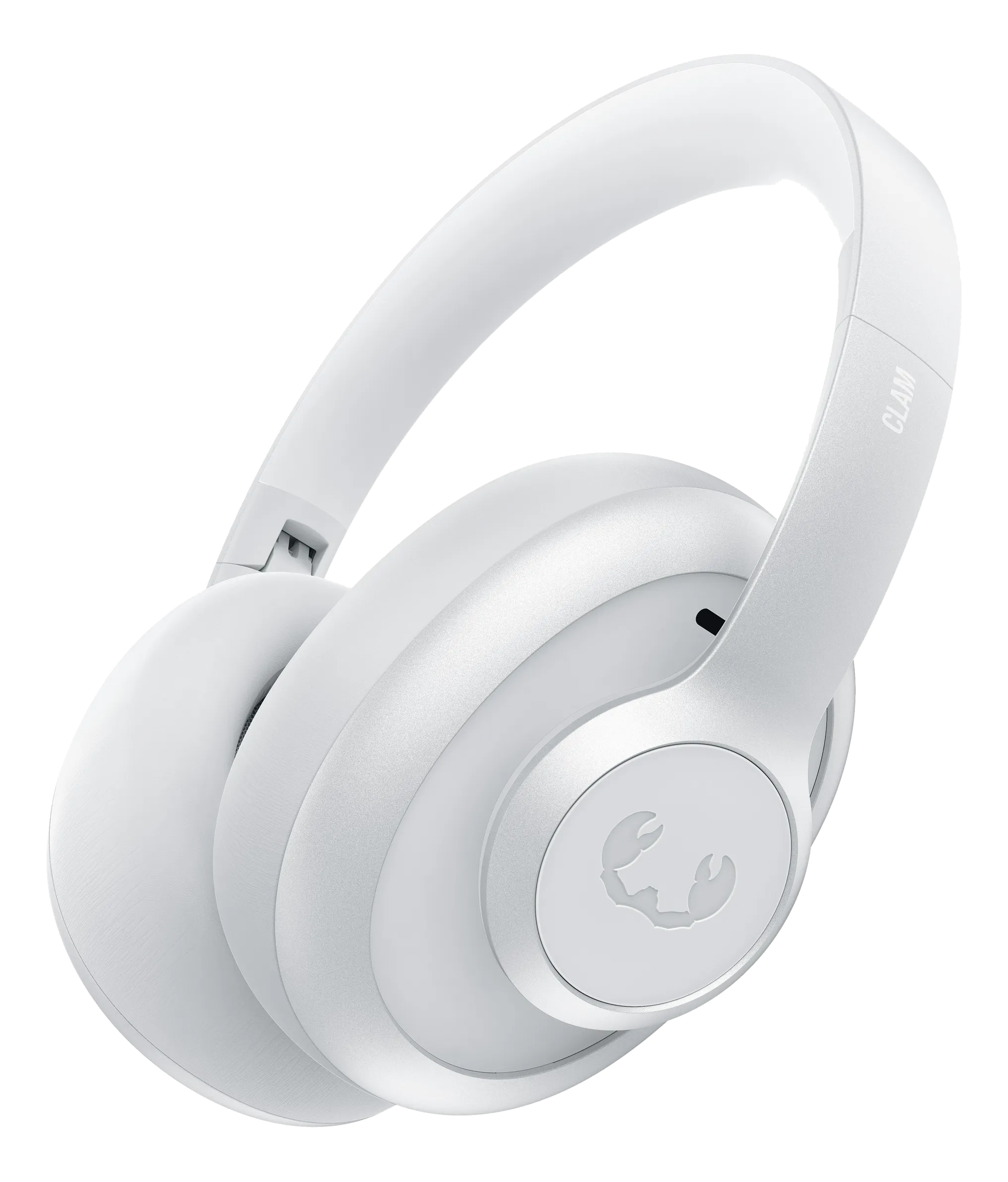 Casque blanc avec un logo scorpion et le texte "CLAM".