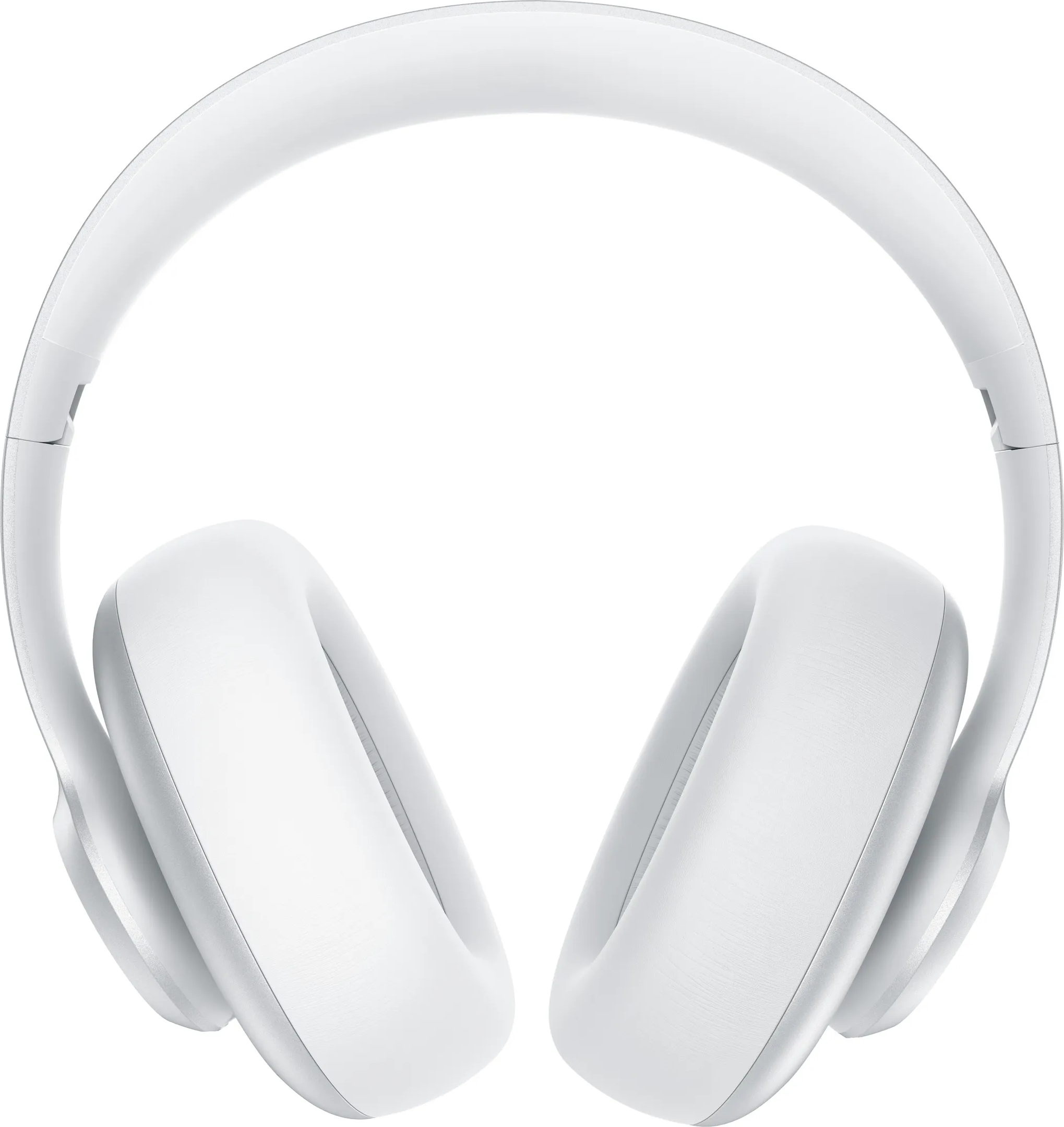 Une paire d'écouteurs blancs supra-auriculaires avec coussinets et arceau.