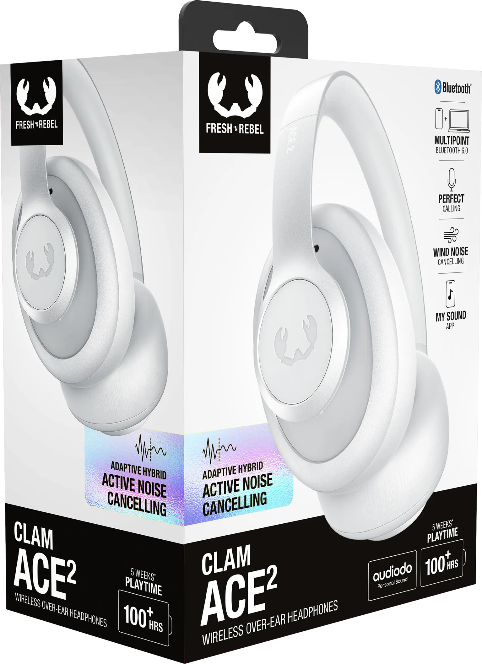 Casque blanc Fresh 'n Rebel à supra-auriculaire avec Bluetooth, ANC et 100h d'autonomie.