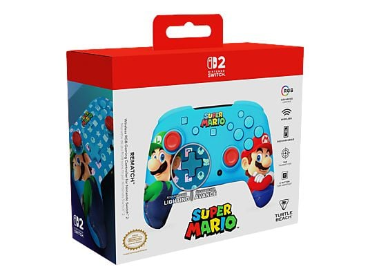 Caja azul de control Super Mario con Mario y Luigi. Incluye iluminación RGB.