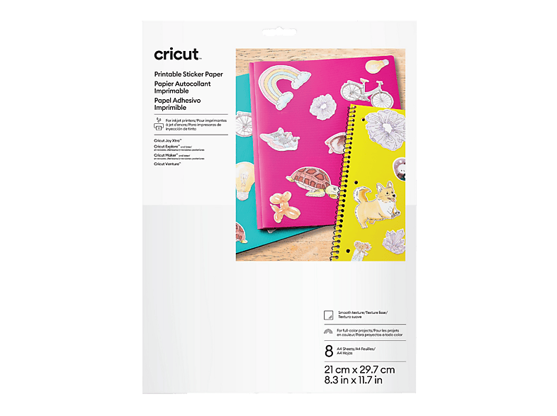 Accesorio para Plotter - Cricut Vinilo adhesivo imprimible, A4, Blanco