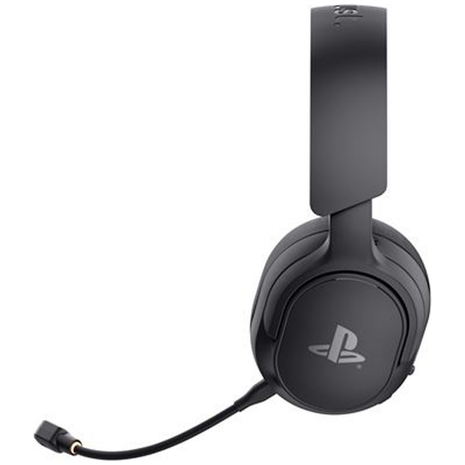 Black gaming headset with PlayStation logo on the ear cup.