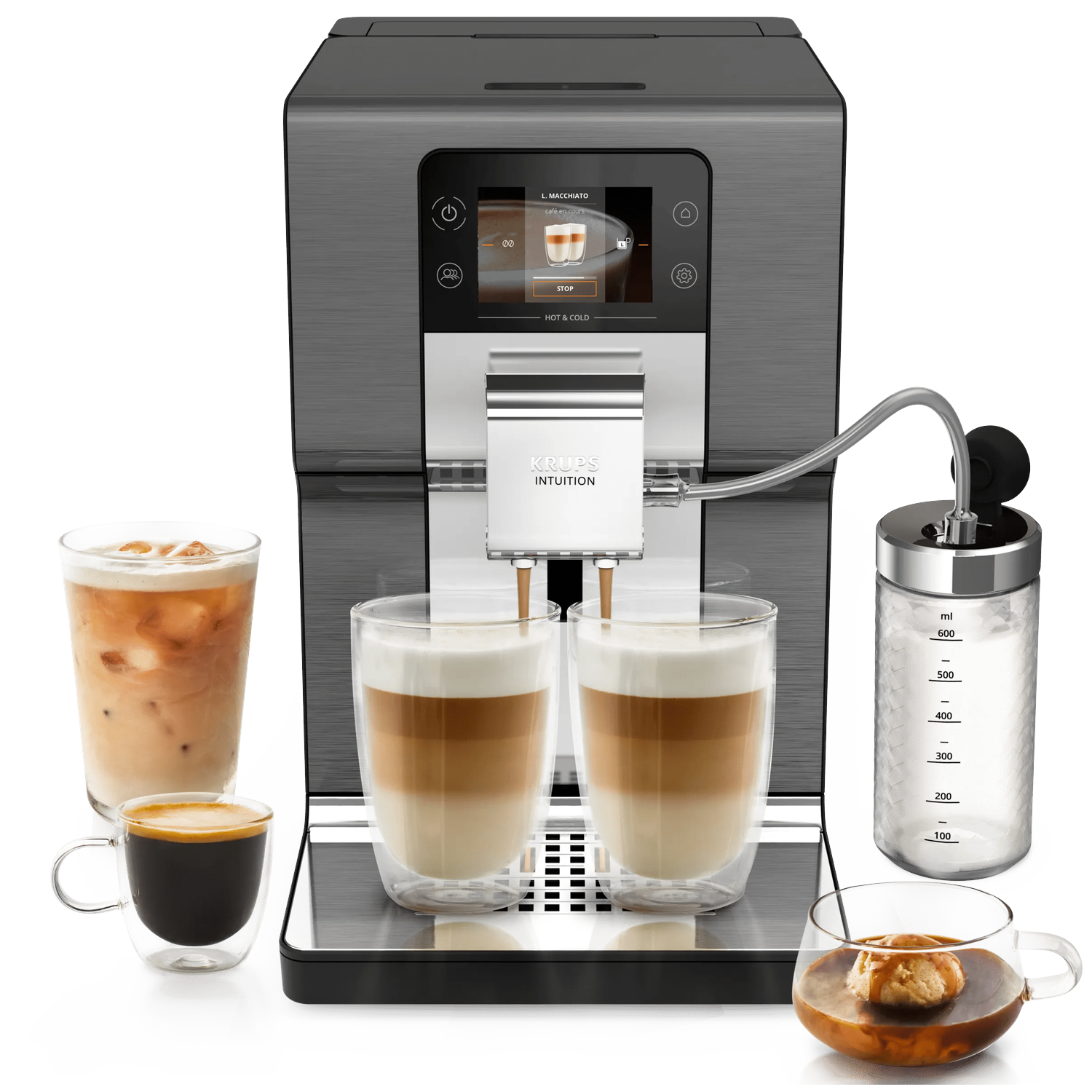 KRUPS  EA879N Intuition Hot & Cold - Volautomatische espressomachine - Zwart afbeelding