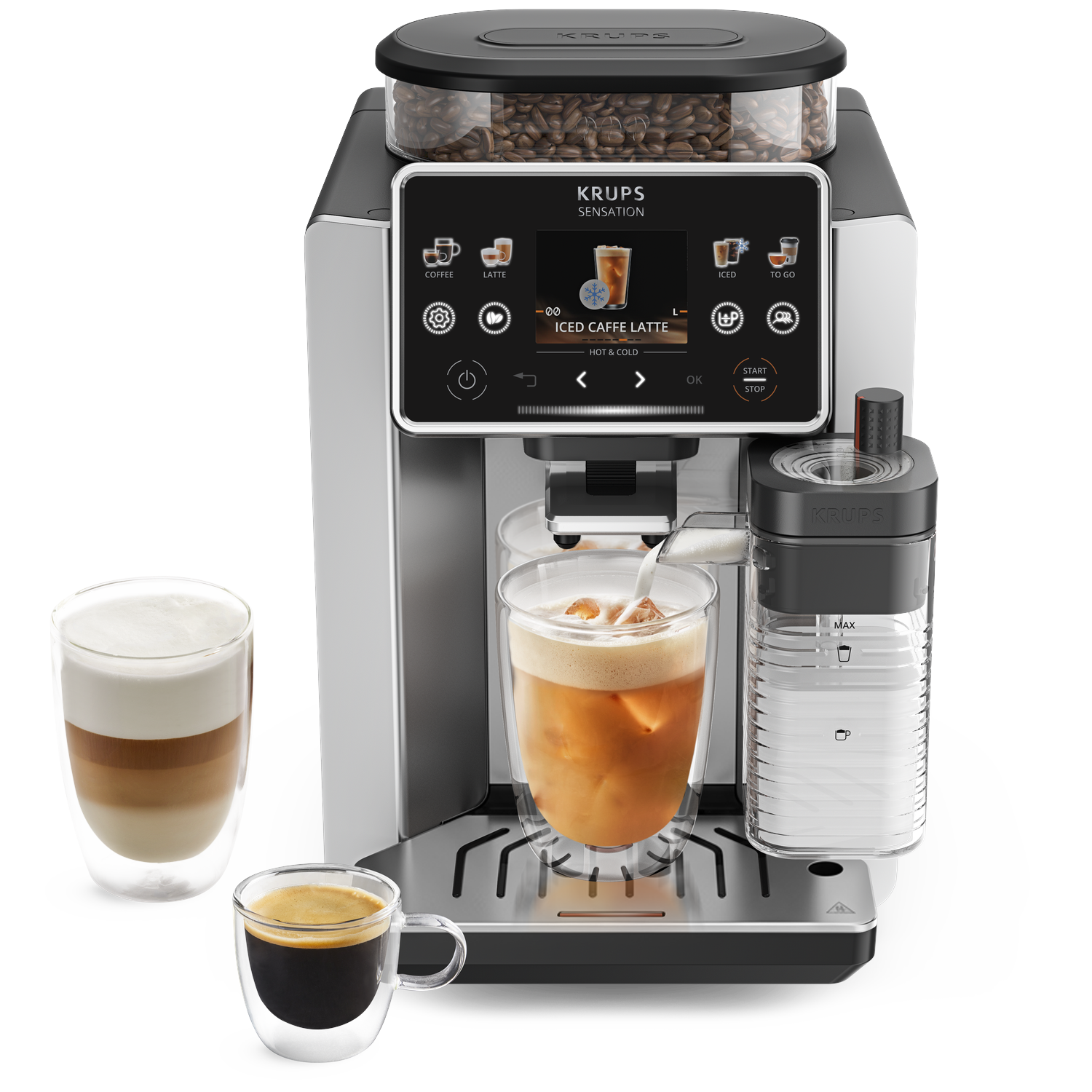 Krups Ea918g Sensation Elite Hot & Cold - Volautomatische Espressomachine Aluminium