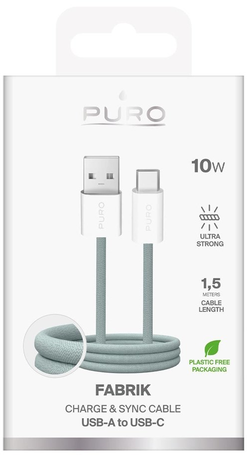 Puro Fabrik USB-A auf USB-C Lade- und Synchronisierungskabel, 1,5m, 10W.