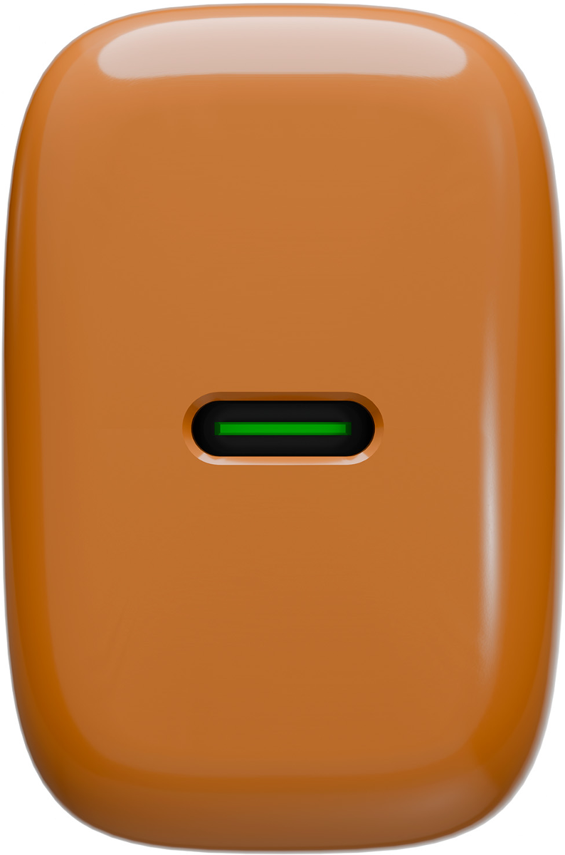 Orangefarbenes Gerät mit einem horizontalen grünen Lichtbalken in der Mitte.